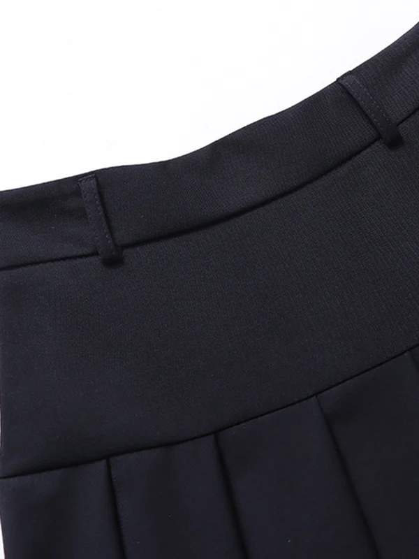 A-Line High Waisted Pleated Solid Color Split-Joint Skirts Bottoms - Image 17