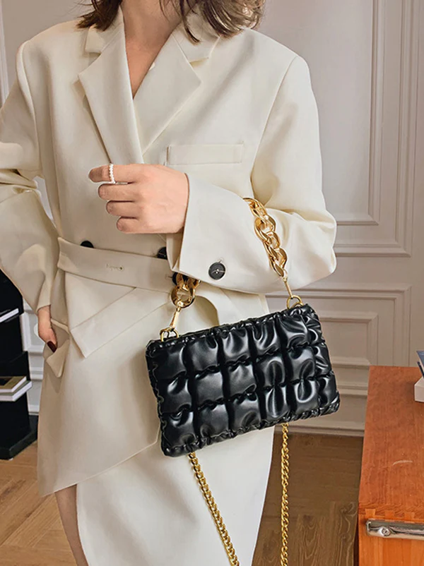 Chains Plaid Solid Color Crossbody Bags - Image 10