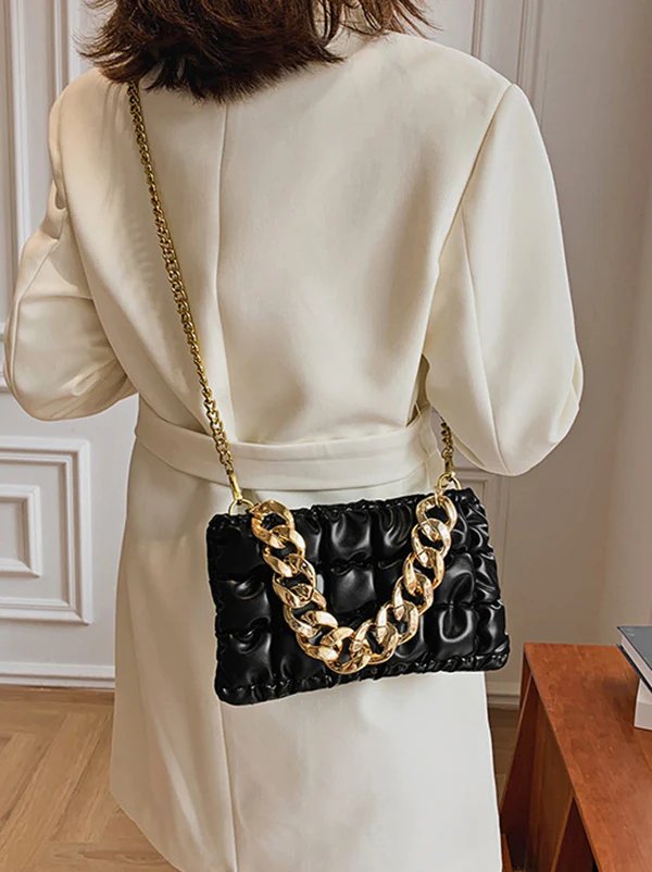Chains Plaid Solid Color Crossbody Bags - Image 12
