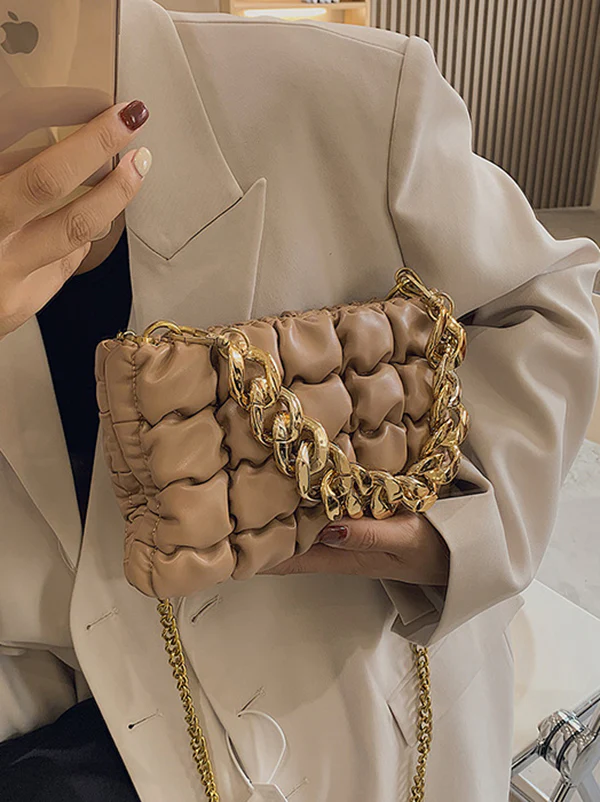 Chains Plaid Solid Color Crossbody Bags - Image 13