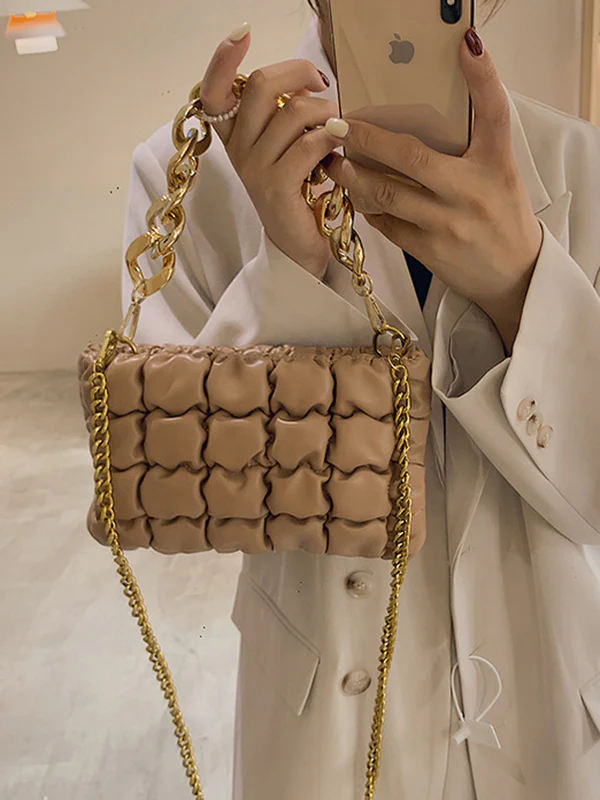 Chains Plaid Solid Color Crossbody Bags - Image 14