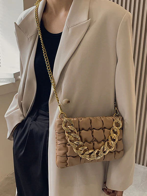 Chains Plaid Solid Color Crossbody Bags - Image 15