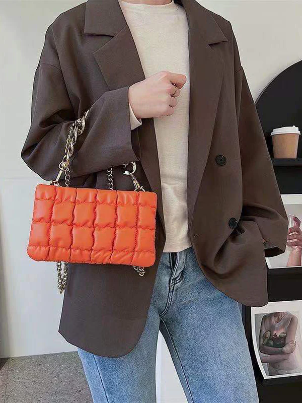 Chains Plaid Solid Color Crossbody Bags - Image 16