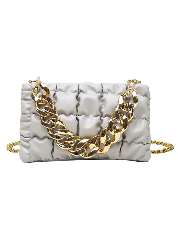 Chains Plaid Solid Color Crossbody Bags - Image 24