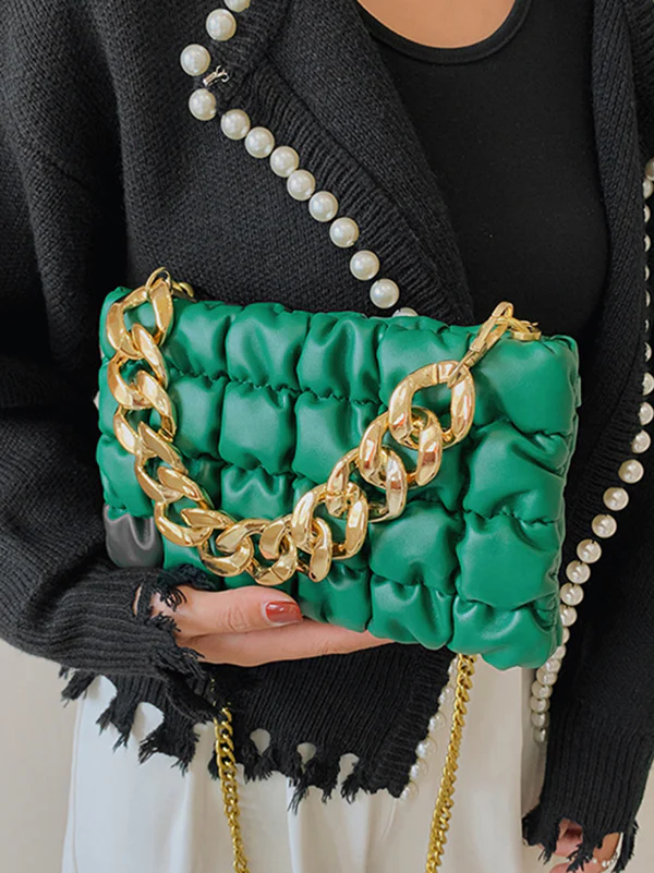 Chains Plaid Solid Color Crossbody Bags - Image 3