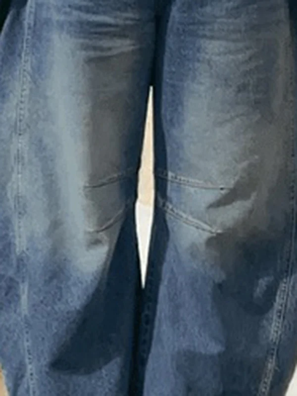 Harem Pants Pleated Split-Joint Jean Pants Bottoms - Image 3