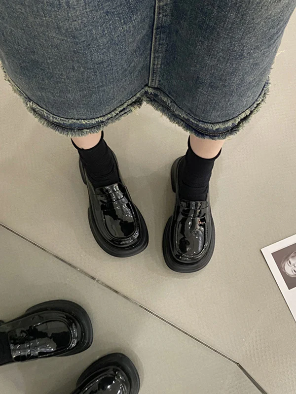 Round-Toe Split-Joint Loafers Platform Shoes Slippers&Mules - Image 2